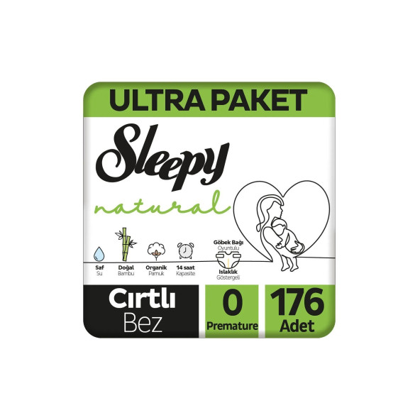 Sleepy Natural Ultra Paket Bebek Bezi 0 Numara Premature 176 Adet