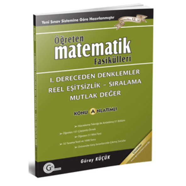 YGS Öğreten Matematik Fasikülleri 1.Dereceden Denklemler Konu Anlatımlı Gür Yayınları