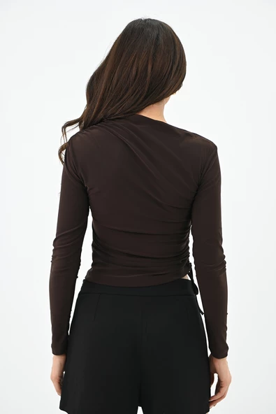 Kadın Büzgülü Uzun Kol Body 1677-24 - 8