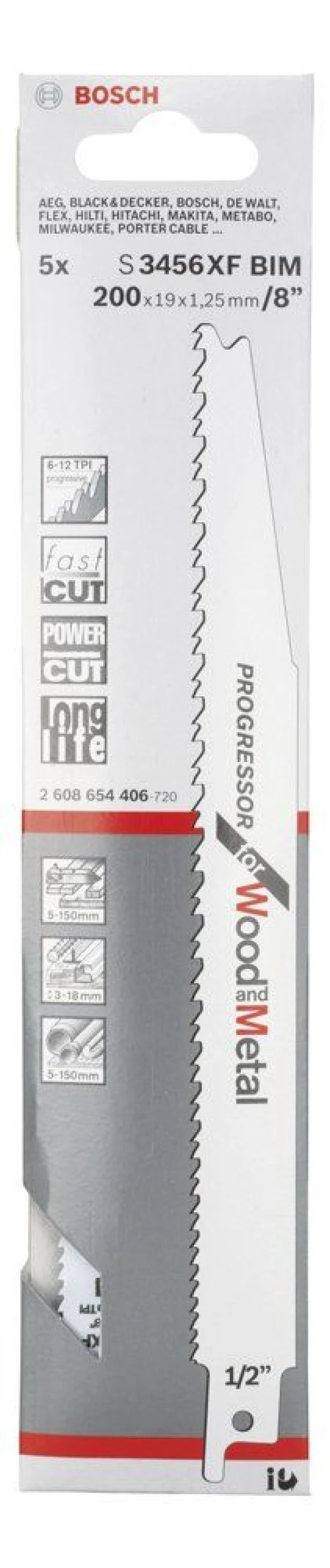 Bosch - Progressor Serisi Ahşap Ve Metal için Panter Testere Bıçağı S 3456 XF - 5'li - Resim 2