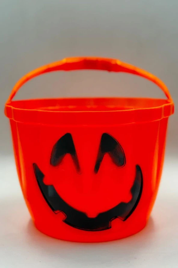 Beysüs Halloween Işıklı Kulplu Şeker Kovası Bal Kabağı Turuncu