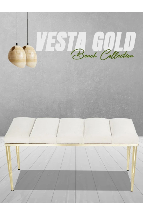 Vesta Gold Krem-kapitoneli Model Puf&bench&koltuk-oturak-uzun Makyaj Puff-yatak Odası Ucu&önü