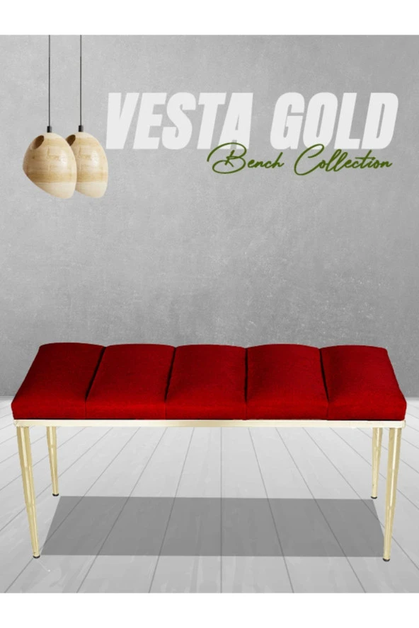 Vesta Gold Bordo-kapitoneli Model Puf&bench&koltuk-oturak-uzun Makyaj Puff-yatak Odası Ucu&önü