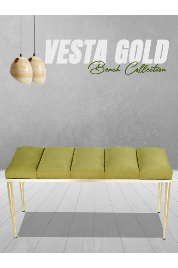 Vesta Gold Hardal-kapitoneli Model Puf&bench&koltuk-oturak-uzun Makyaj Puff-yatak Odası Ucu&önü