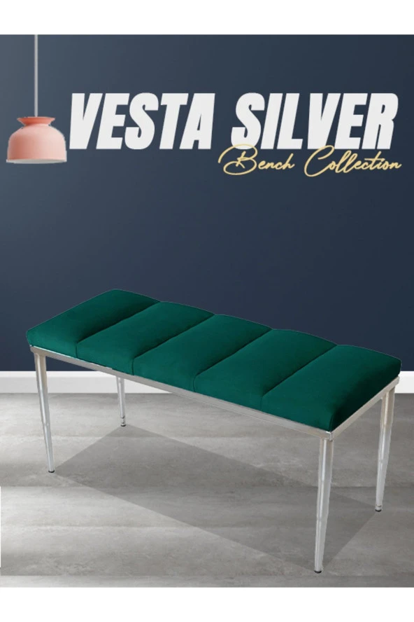 Vesta Sılver Yeşil-kapitoneli Model Puf&bench&koltuk-oturak-uzun Makyaj Puff-yatak Odası Ucu&önü