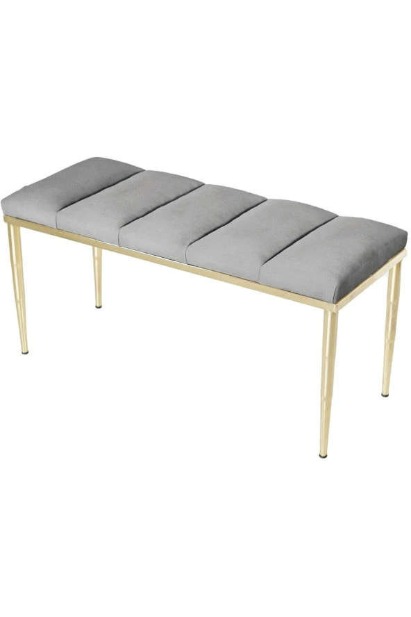 Vesta Gold Gri-kapitoneli Model Puf&bench&koltuk-oturak-uzun Makyaj Puff-yatak Odası Ucu&önü - 2