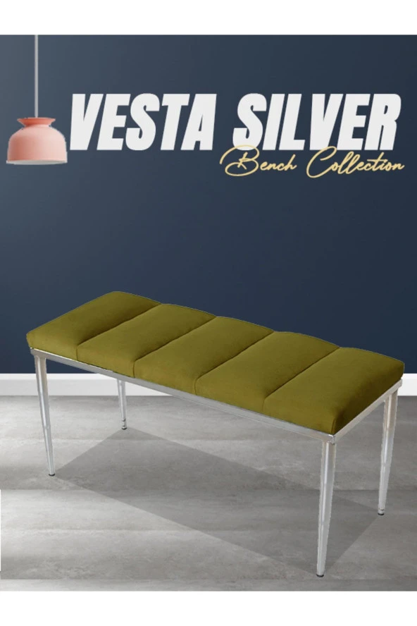 Vesta Sılver Hardal-kapitoneli Model Puf&bench&koltuk-oturak-uzun Makyaj Puff-yatak Odası Ucu&önü