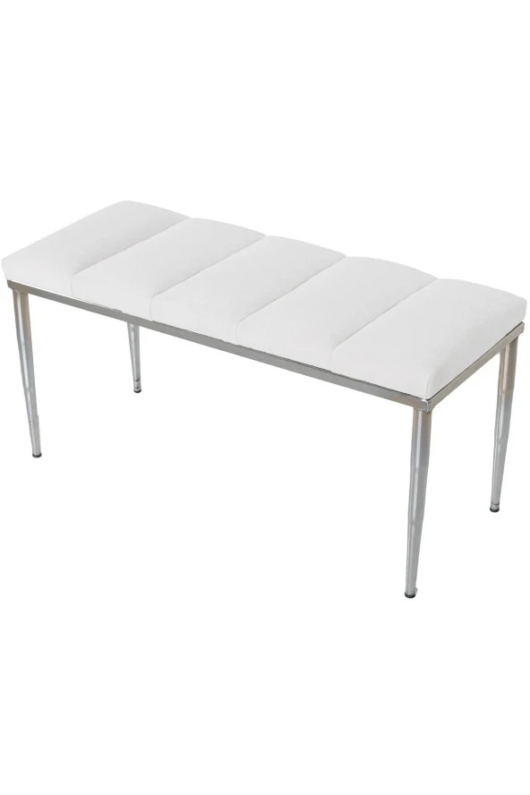 Vesta Sılver Beyaz-kapitoneli Model Puf&bench&koltuk-oturak-uzun Makyaj Puff-yatak Odası Ucu&önü - 2