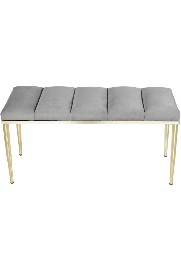 Vesta Gold Gri-kapitoneli Model Puf&bench&koltuk-oturak-uzun Makyaj Puff-yatak Odası Ucu&önü - 3