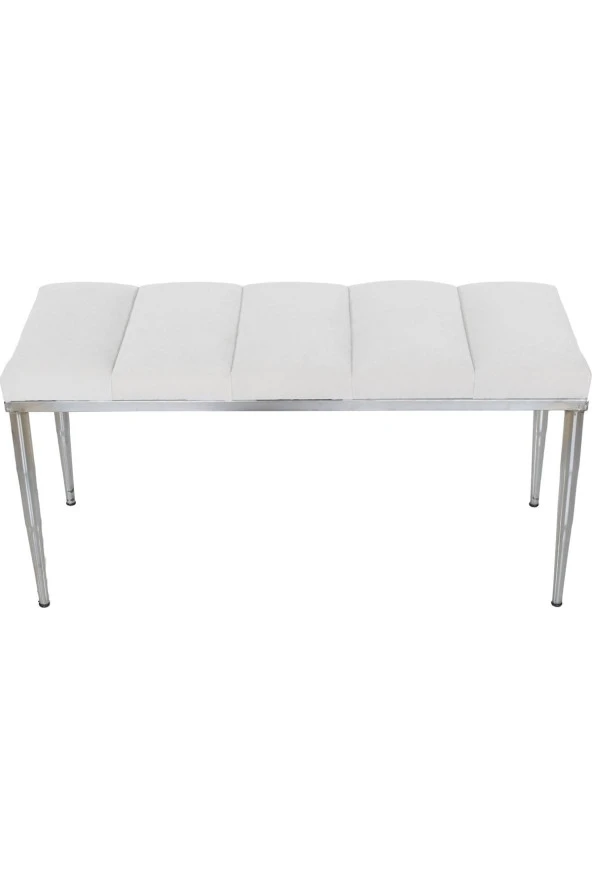 Vesta Sılver Beyaz-kapitoneli Model Puf&bench&koltuk-oturak-uzun Makyaj Puff-yatak Odası Ucu&önü - 3