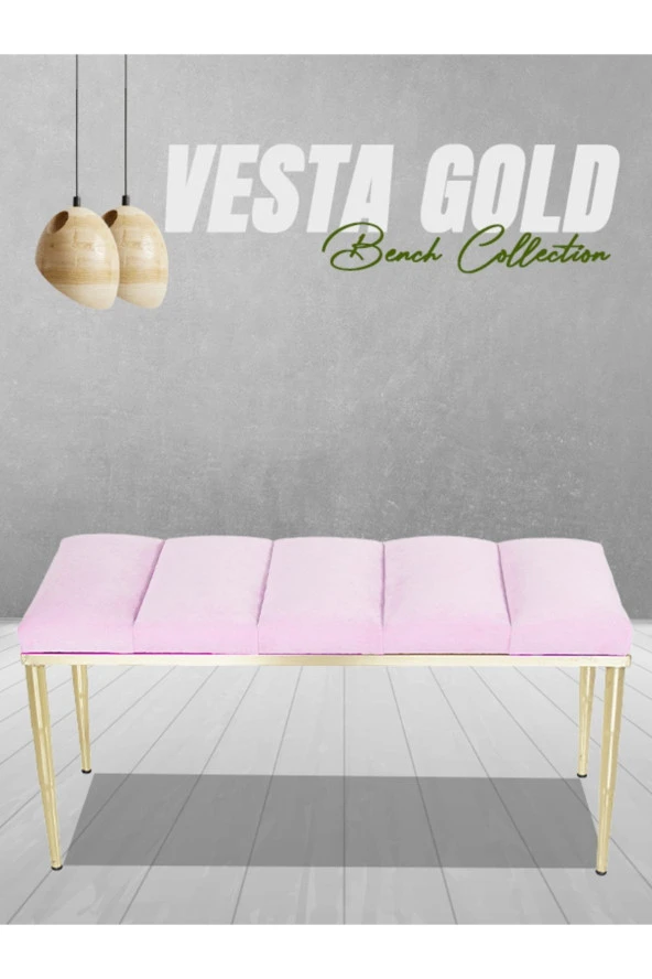 Vesta Gold Pembe-kapitoneli Model Puf&bench&koltuk-oturak-uzun Makyaj Puff-yatak Odası Ucu&önü