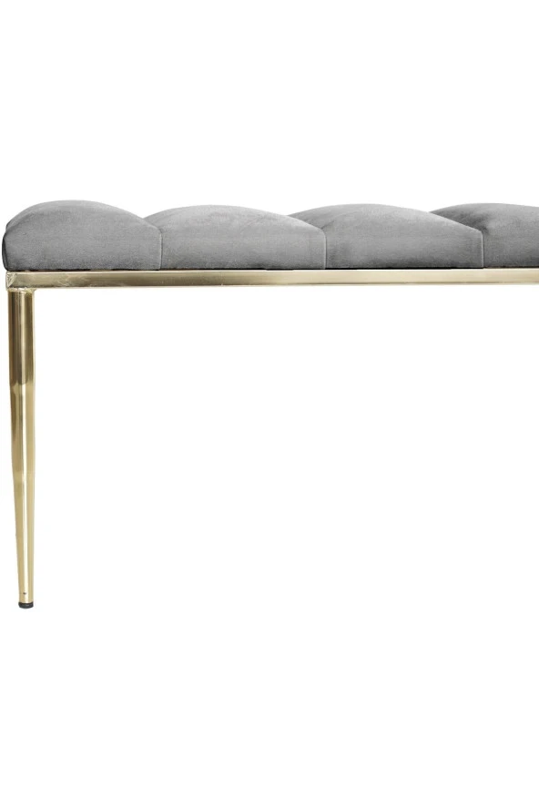 Vesta Gold Gri-kapitoneli Model Puf&bench&koltuk-oturak-uzun Makyaj Puff-yatak Odası Ucu&önü - 4
