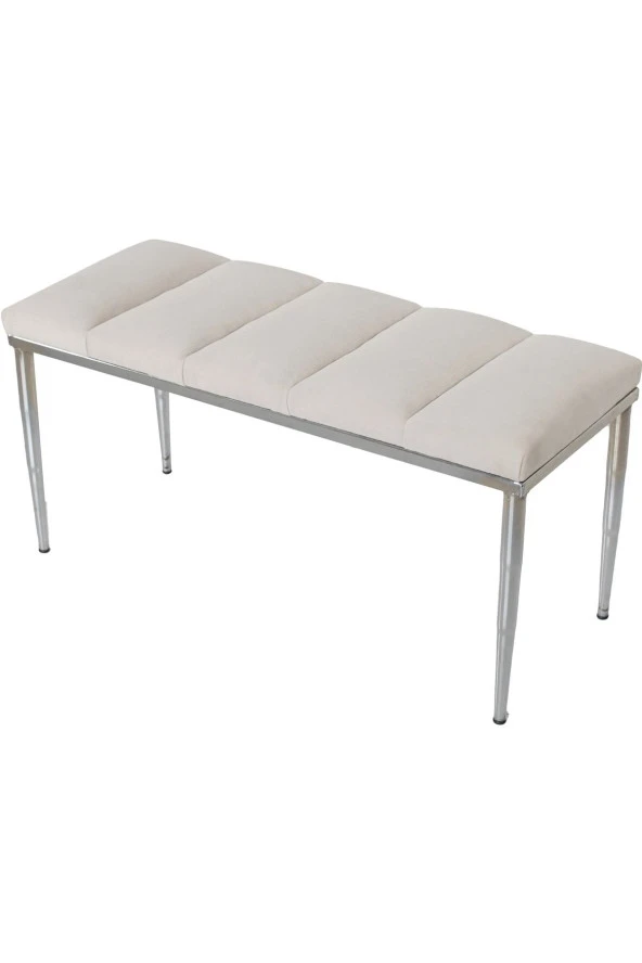 Vesta Sılver Krem-kapitoneli Model Puf&bench&koltuk-oturak-uzun Makyaj Puff-yatak Odası Ucu&önü - 2