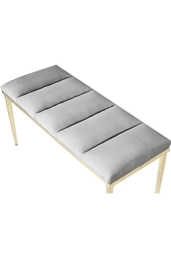 Vesta Gold Gri-kapitoneli Model Puf&bench&koltuk-oturak-uzun Makyaj Puff-yatak Odası Ucu&önü - 5