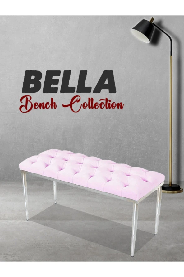 Bella Sılver Pembe-kapitoneli Model Puf&bench&koltuk-oturak-uzun Makyaj Puff-yatak Odası Ucu&önü