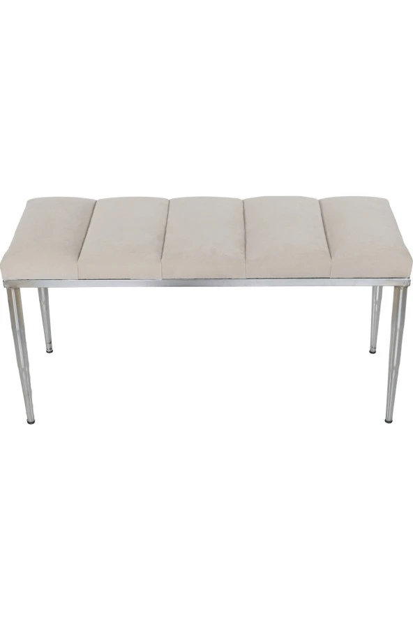 Vesta Sılver Krem-kapitoneli Model Puf&bench&koltuk-oturak-uzun Makyaj Puff-yatak Odası Ucu&önü - 3