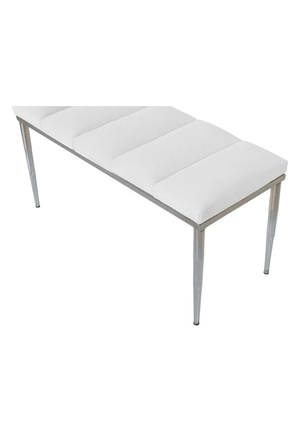 Vesta Sılver Beyaz-kapitoneli Model Puf&bench&koltuk-oturak-uzun Makyaj Puff-yatak Odası Ucu&önü - 5