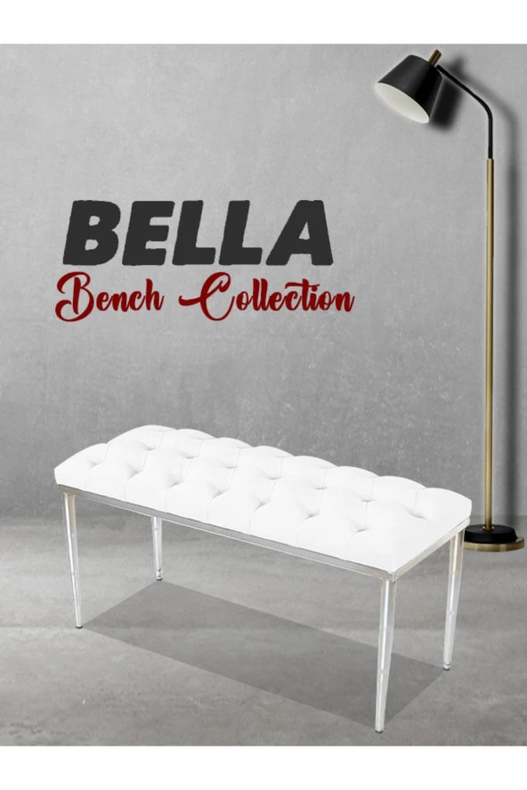 Bella Sılver Beyaz-kapitoneli Model Puf&bench&koltuk-oturak-uzun Makyaj Puff-yatak Odası Ucu&önü