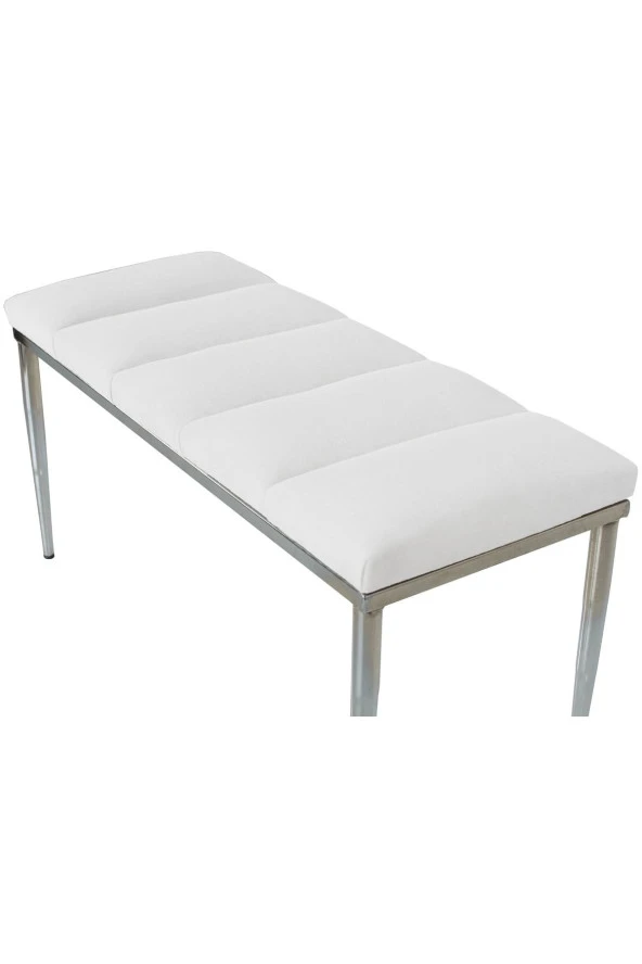 Vesta Sılver Beyaz-kapitoneli Model Puf&bench&koltuk-oturak-uzun Makyaj Puff-yatak Odası Ucu&önü - 6