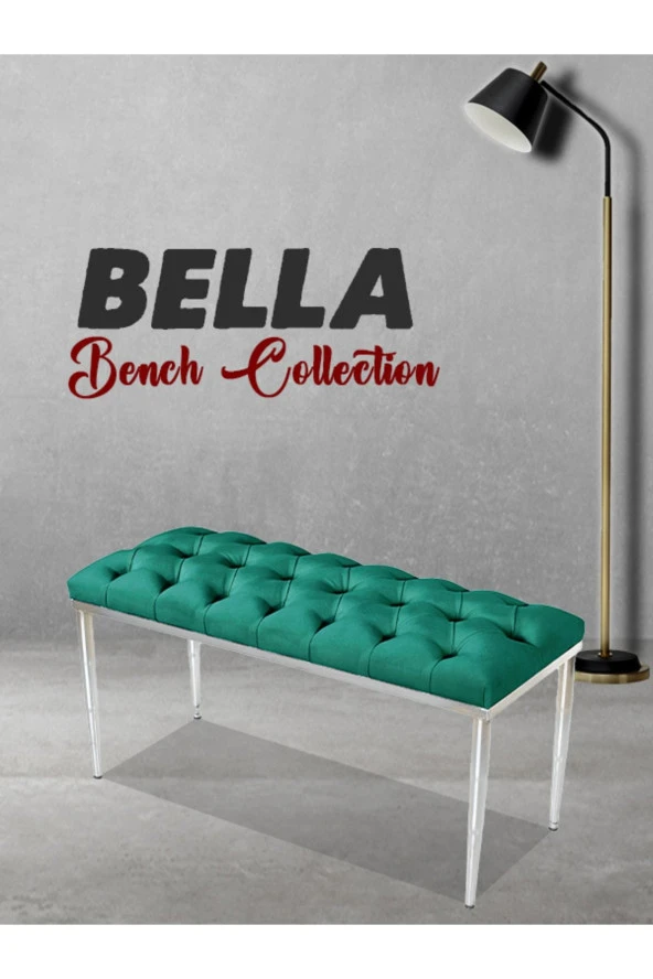 Bella Sılver Yeşil-kapitoneli Model Puf&bench&koltuk-oturak-uzun Makyaj Puff-yatak Odası Ucu&önü