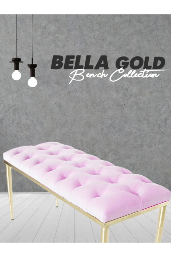 Bella Gold Pembe-kapitoneli Model Puf&bench&koltuk-oturak-uzun Makyaj Puff-yatak Odası Ucu&önü