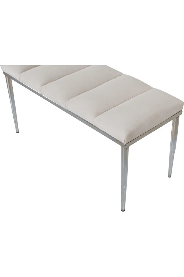 Vesta Sılver Krem-kapitoneli Model Puf&bench&koltuk-oturak-uzun Makyaj Puff-yatak Odası Ucu&önü - 5
