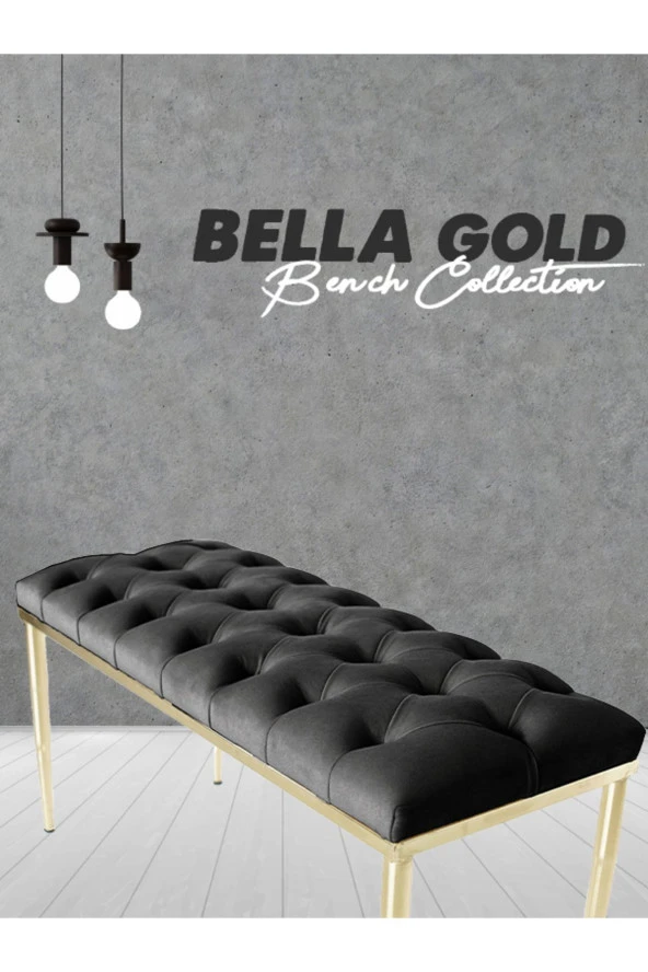 Bella Gold Antrasit-kapitoneli Model Puf&bench&koltuk-oturak-uzun Makyaj Puff-yatak Odası Ucu&önü