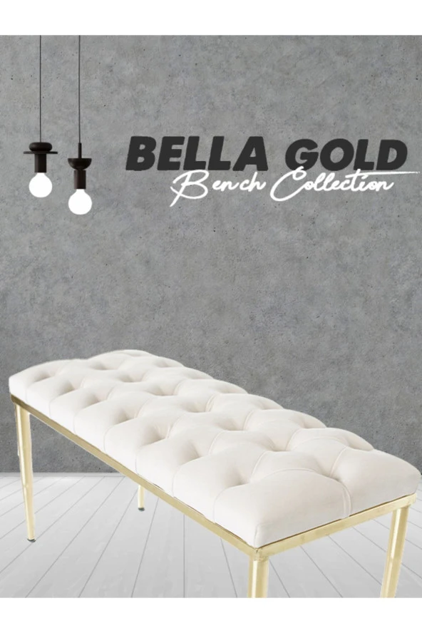 Bella Gold Krem-kapitoneli Model Puf&bench&koltuk-oturak-uzun Makyaj Puff-yatak Odası Ucu&önü