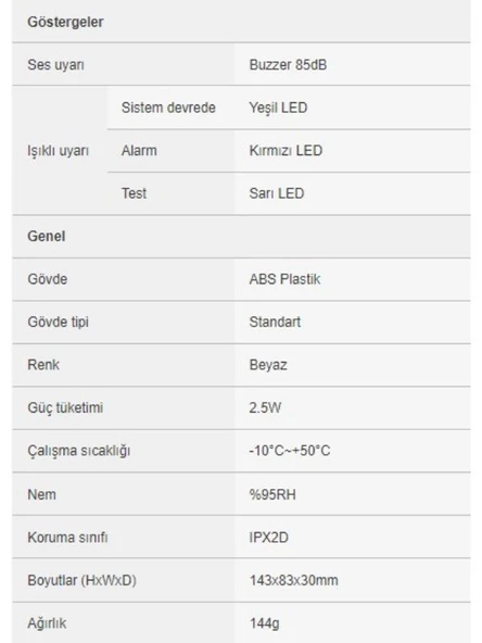 EDS CD330R Tak Çalıştır Karbonmonoksit Dedektörü - 7