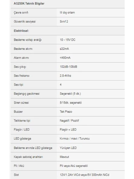 EDS AS250K Yürüyen LED Flaşörlü Pil veya Akü Seçenekli Harici Siren - 7