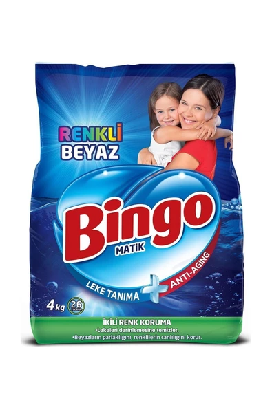 Bingo Toz Çamaşır Deterjanı Renkli - Beyaz 4 Kg