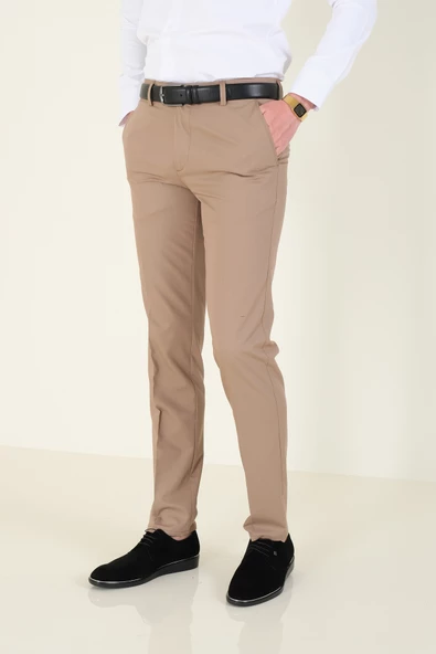 Erkek Yan Cep Kumaş Pantolon Vizon - 5