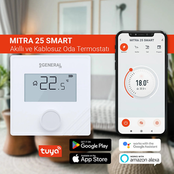 General Mıtra 25 Smart Kablosuz Wi-Fi Kontrollü Akıllı Oda Termostatı - 2