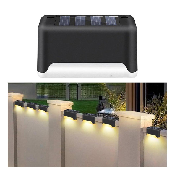 4 Lü Solar Köşebent Led Bahçe Lambası Güneş Enerjili Şarj Edilen Merdiven Veranda Bahçe Yolu - 2