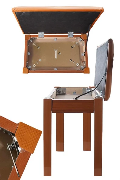 Midex TBX-144OR Üst Kalite Piyano Taburesi Gizli Bölmeli Turuncu Renk (32x54x48) - Resim 2