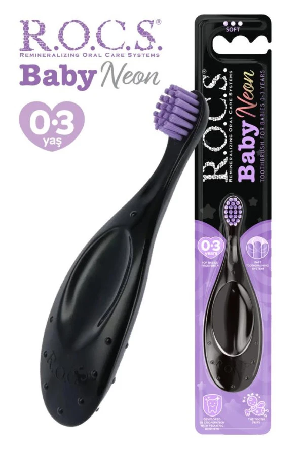 Rocs Baby Neon 0-3 Yaş Bebekler İçin Extra Soft Diş Fırçası - MOR