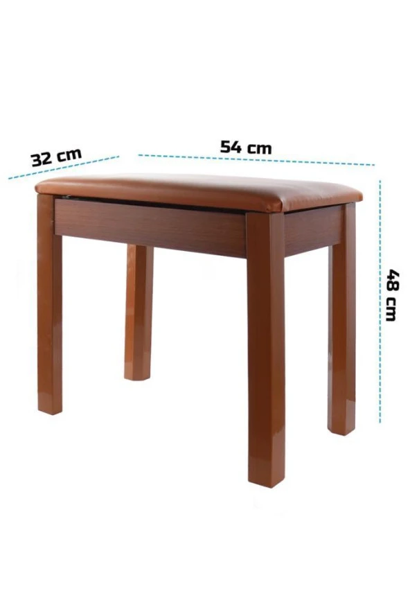 Midex TBX-144OR Üst Kalite Piyano Taburesi Gizli Bölmeli Turuncu Renk (32x54x48) - 5