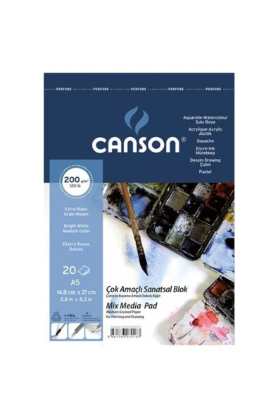 Canson Fınface Resim Blokları 200 Gr A5 20 YP Üstten Spriralli
