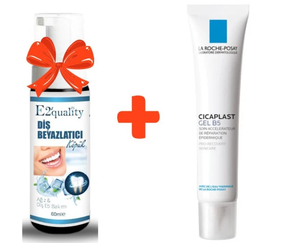 E2'quality Diş Beyazlatıcı Köpük + La Roche Posay Cicaplast B5 Jel 40 ML Yatıştırıcı Jel