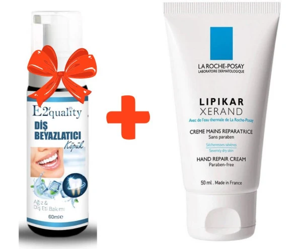 E2'quality Diş Beyazlatıcı Köpük + La Roche Posay Lipikar Xerand 50 ML El Kremi
