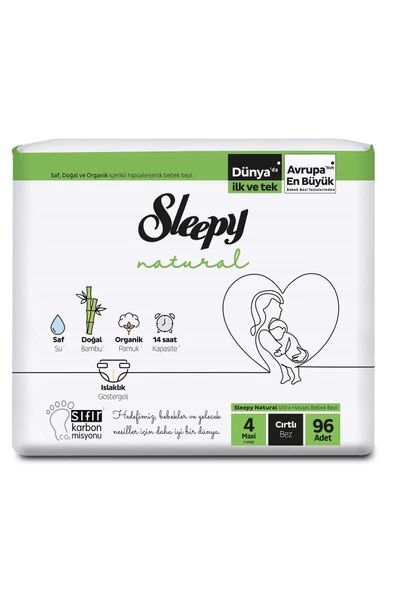 Sleepy Natural 4 Numara Maxi 96'lı Bebek Bezi