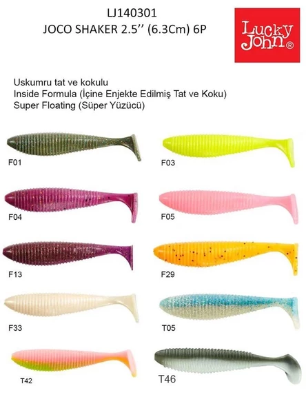 Lucky John Joco Shaker 3.5'' 8.89cm 4 Adet Silikon Yem - Resim 2