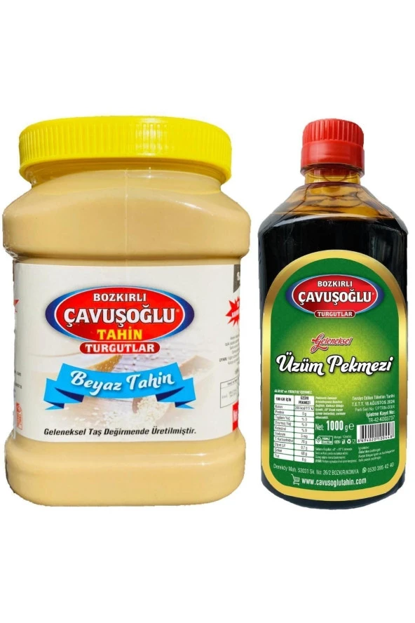 Bozkırlı Çavuşoğlu Turgutlar Kepeksiz Beyaz Tahin 930g Üzüm Pekmezi 930g