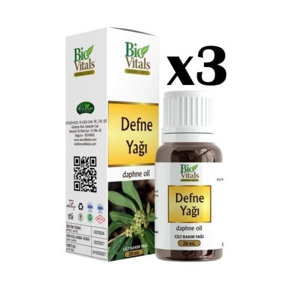 Biovitals Defne Yağı 20 ml x 3 Adet