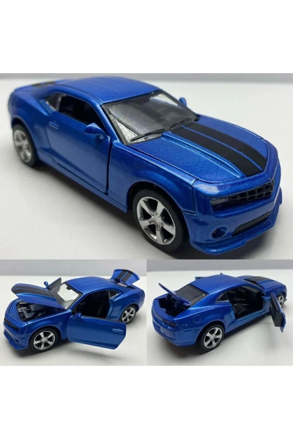 Diecast,Metal Model Oyuncak Araba Chevrolet Camaro Kaput Bagaj Açılır Çek Bırak