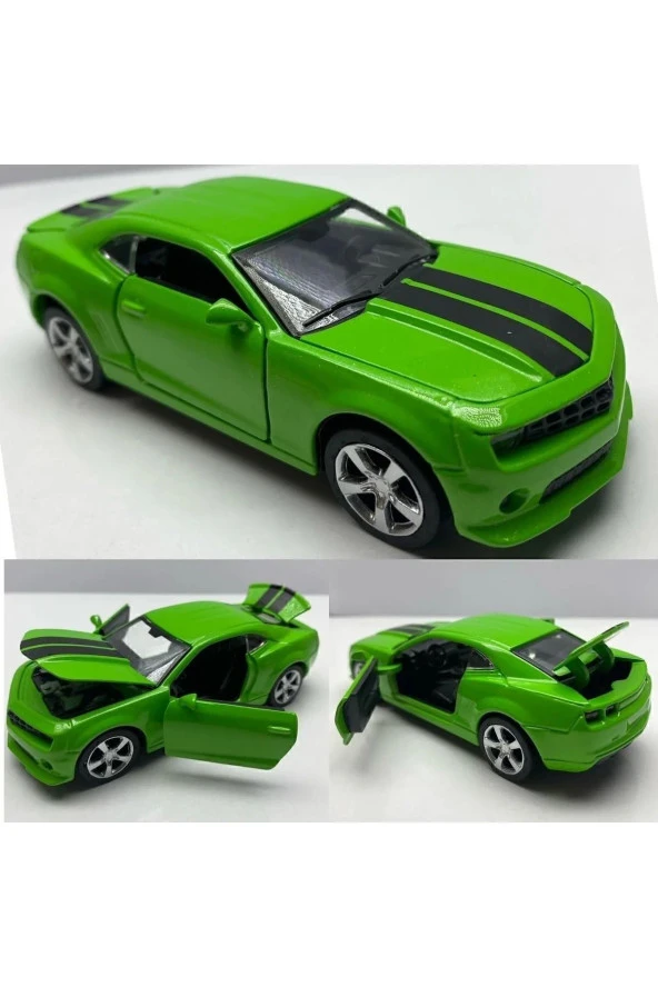 Diecast,Metal Model Oyuncak Araba Chevrolet Camaro Kaput Bagaj Açılır Çek Bırak