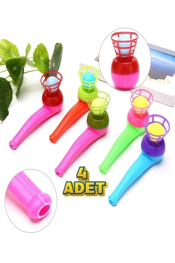 Oyuncak Saksafon Popit Pipet Top Üfleme Borazan Aile Piknik Okul Oyunu 4'lü Set