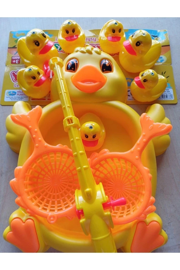 Ördek Yakalama Oyunu 11 Parça Mıknatıslı Balık Olta Oyuncak Set - Havuz Banyo Oyuncağı