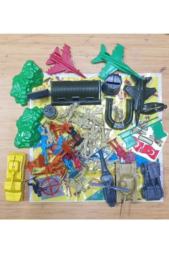 Tank Asker Set Oyun Halısı 49 Parça 2 Paket Birden Komando Uçak Kale Helikopter Oyuncak