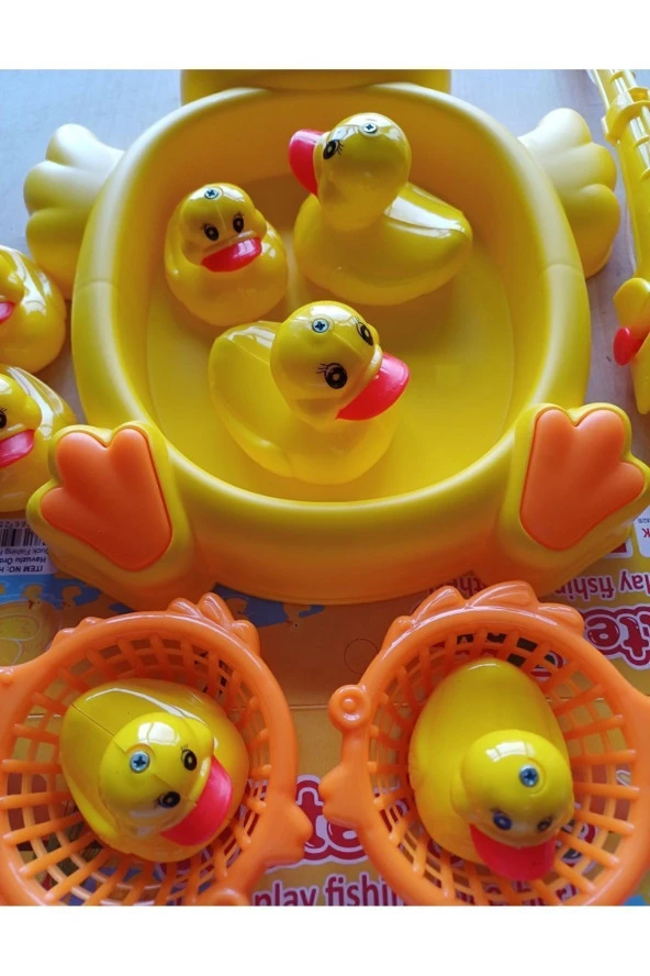 Ördek Yakalama Oyunu 11 Parça Mıknatıslı Balık Olta Oyuncak Set - Havuz Banyo Oyuncağı - 3
